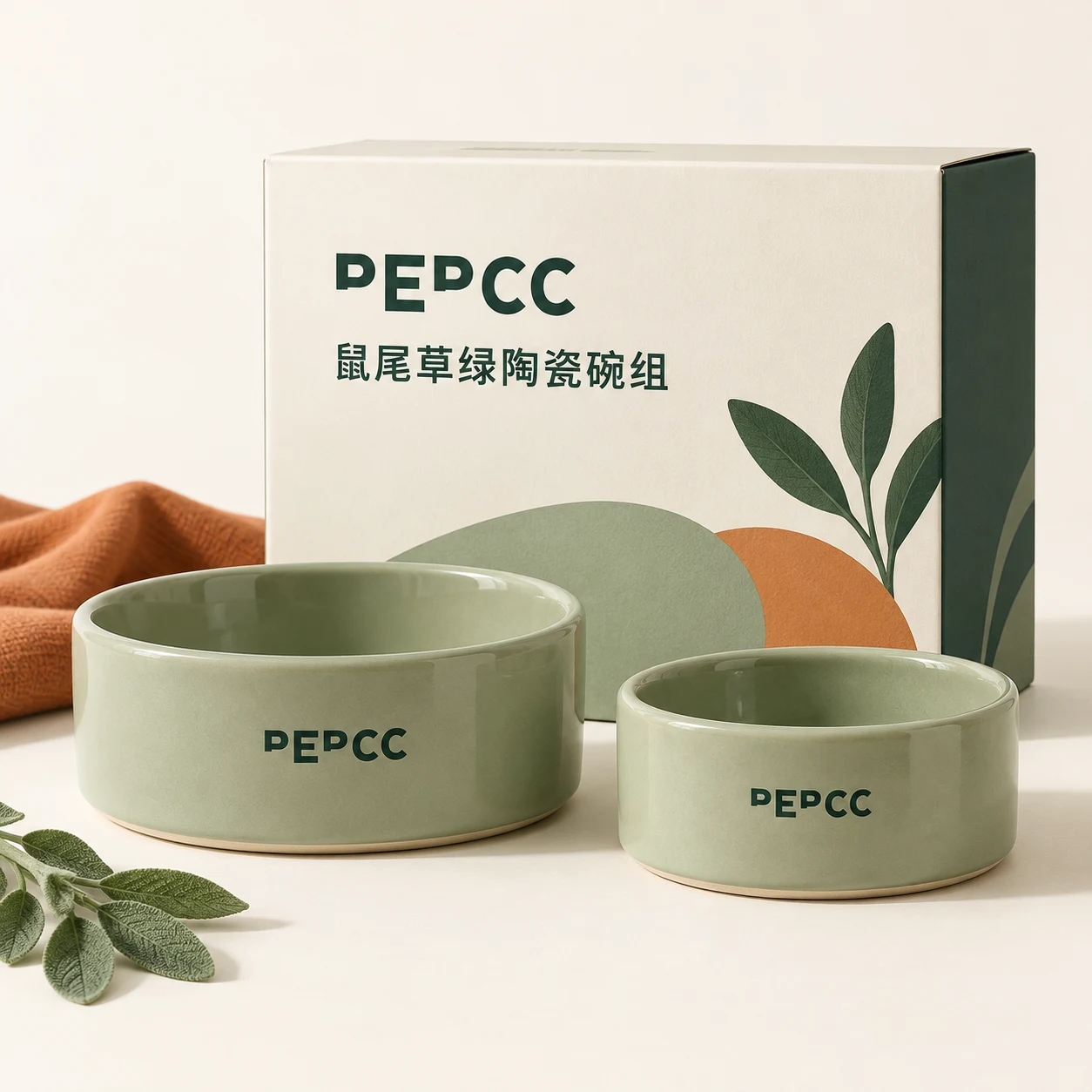 Sage ceramic bowl set | 鼠尾草绿陶瓷碗组